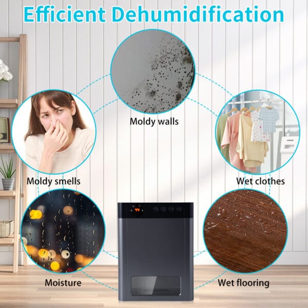 Household Digital LED Display Color Light Low Noise Warm Light Humidity display Timing Removable Water Tank Dehumidifier - Image 5