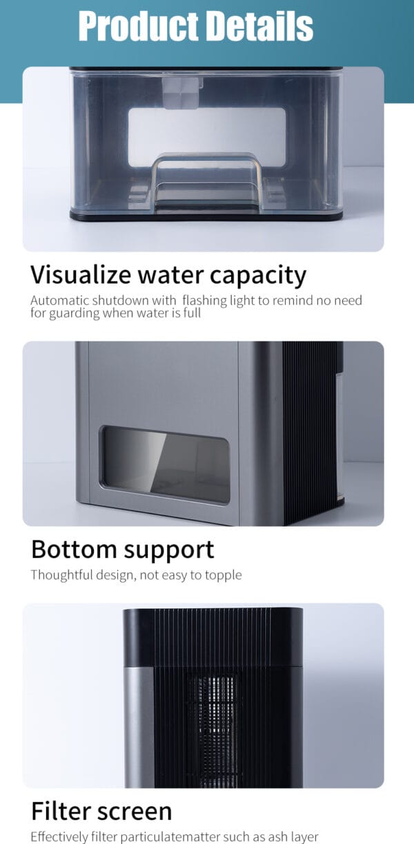 Household Digital LED Display Color Light Low Noise Warm Light Humidity display Timing Removable Water Tank Dehumidifier - Image 7