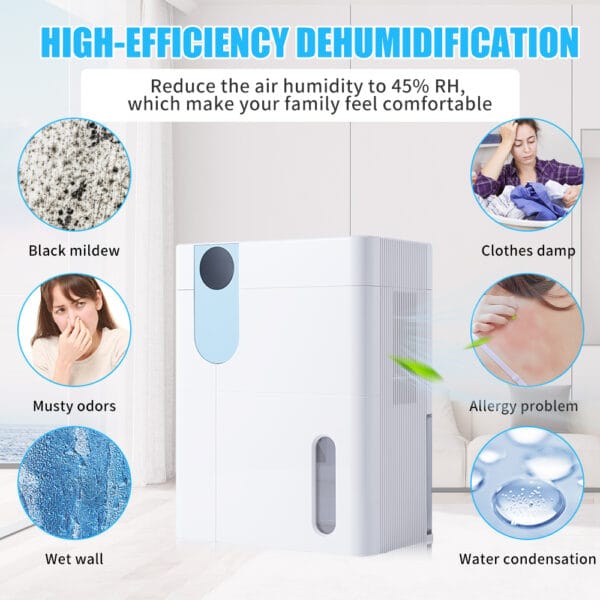 Household Small Semiconductor Portable Dehumidifier Color Light Low Noise Timing Removable Water Tank Dehumidifier - Image 5
